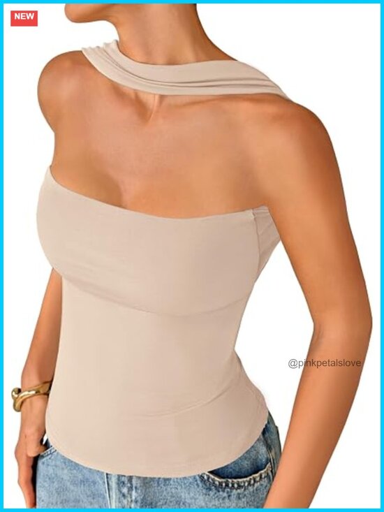 Tops - Halter Tube Top Off Shoulder Ruched Strapless Open Back Slim Fit Y2K